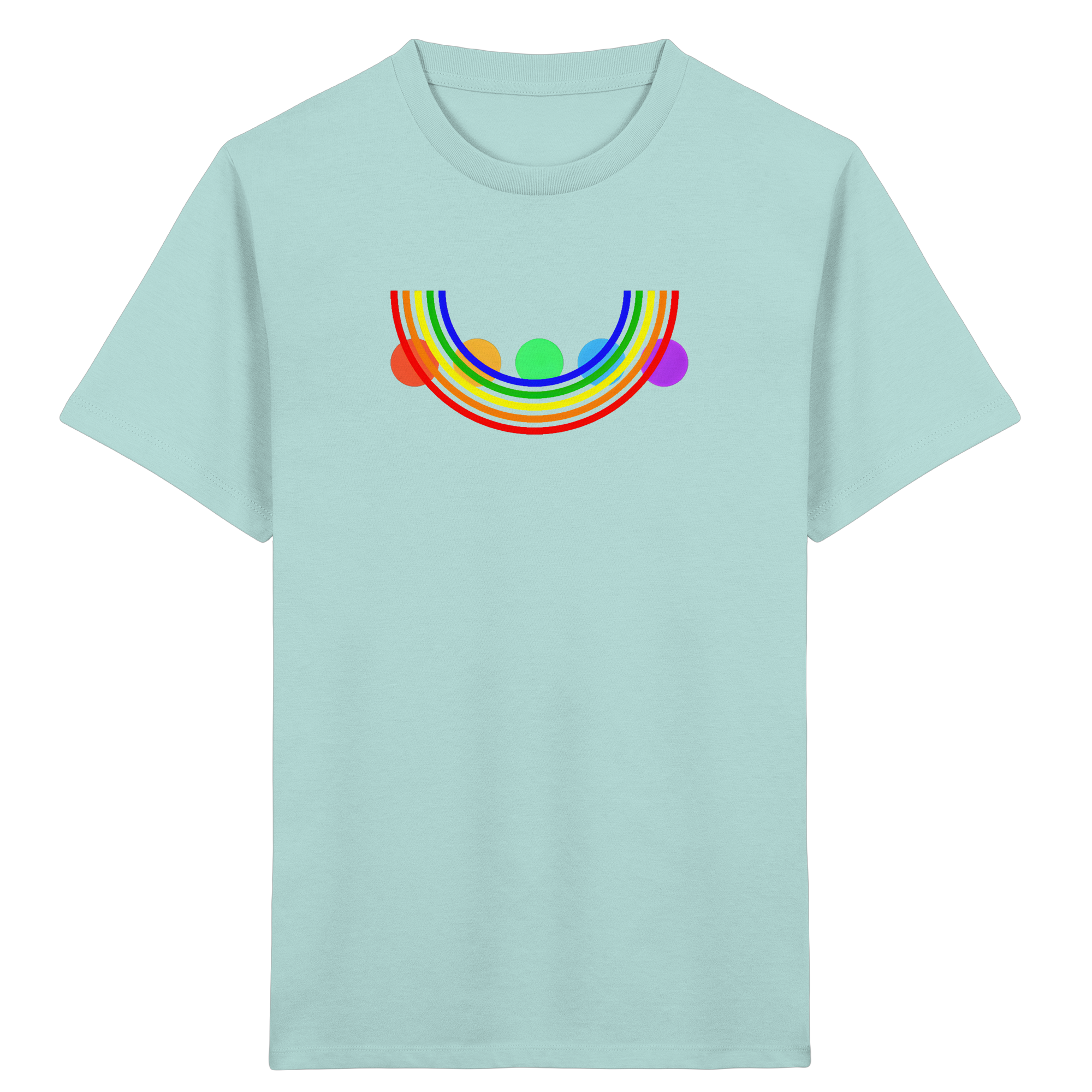 Regenbogen über bunten Kreisen – Kinder-T-Shirt