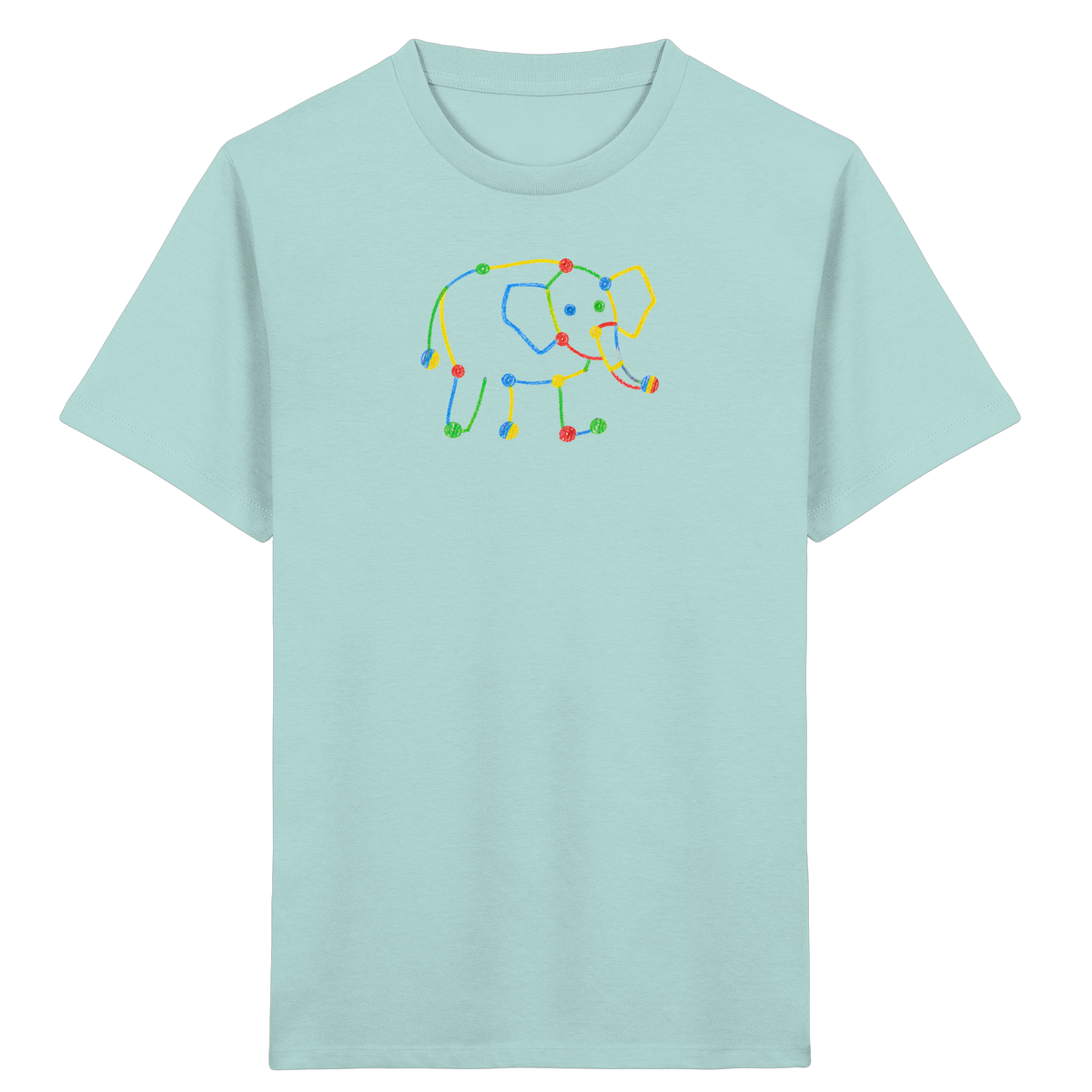 Farbpunkt Elefant Kinderzeichnung - Kinder Bio T-Shirt