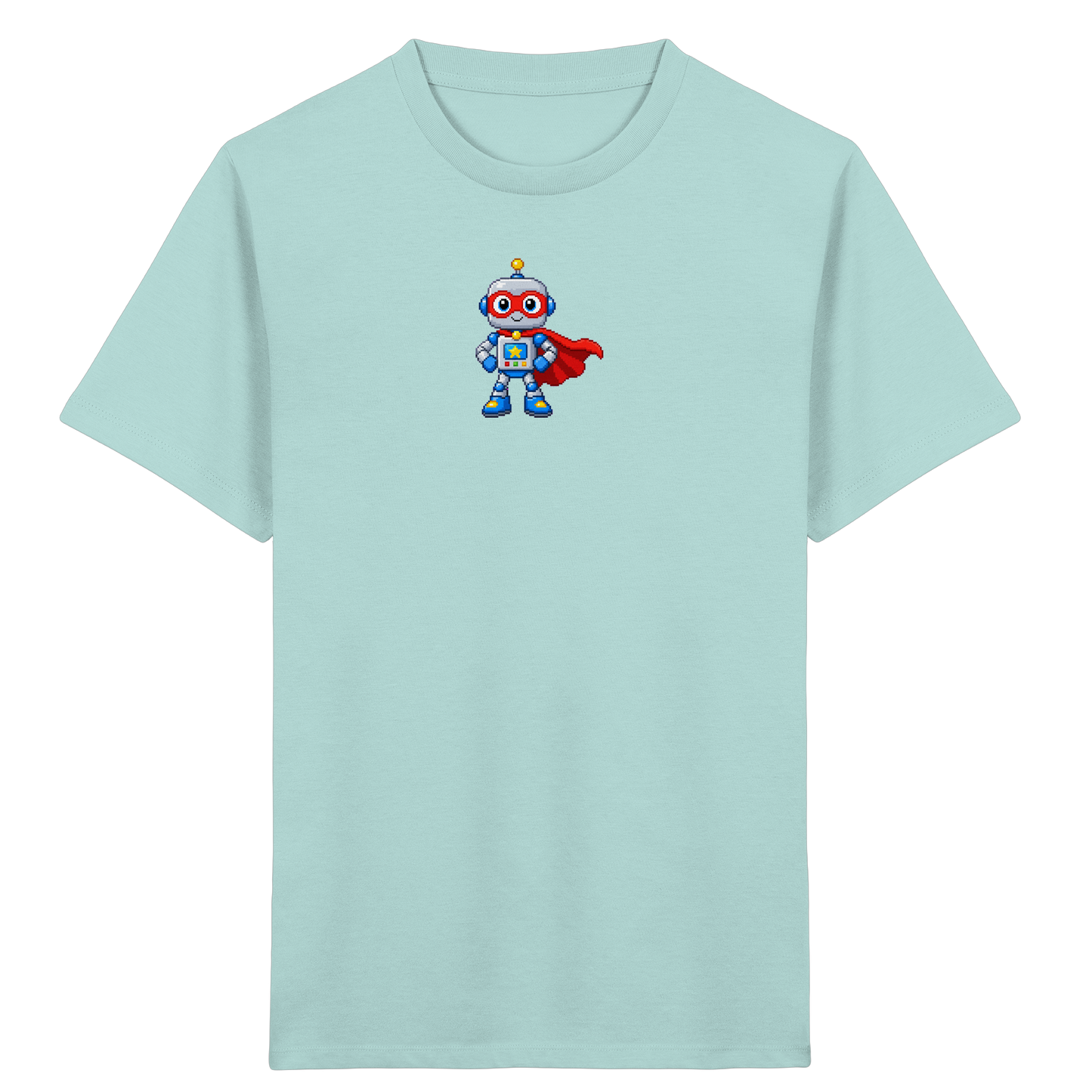 Pixel-Roboter Superhelden-Shirt: Freundliches Design - Kinder T-Shirt