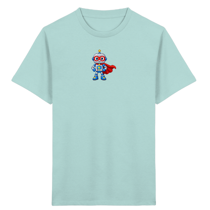 Pixel-Roboter Superhelden-Shirt: Freundliches Design - Kinder Bio T-Shirt