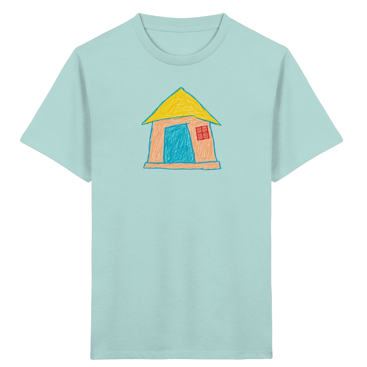 Pfirsichfarbenes Türhaus für Kinder - Kinder Bio T-Shirt
