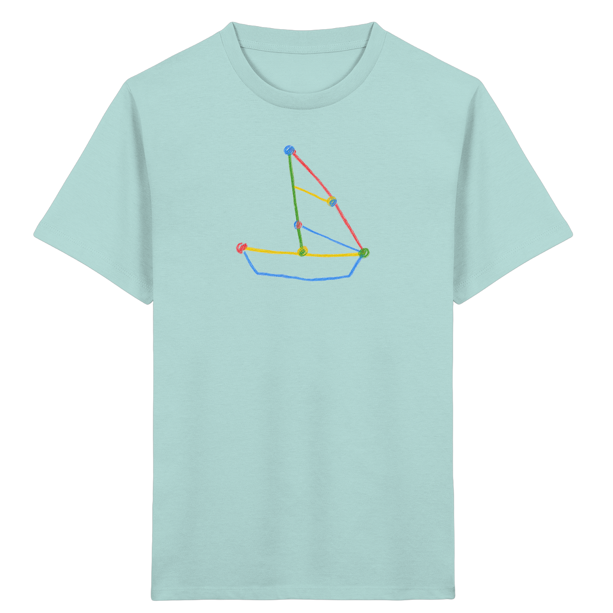 Buntes Farbpunkt Segelboot - Kinder Bio T-Shirt