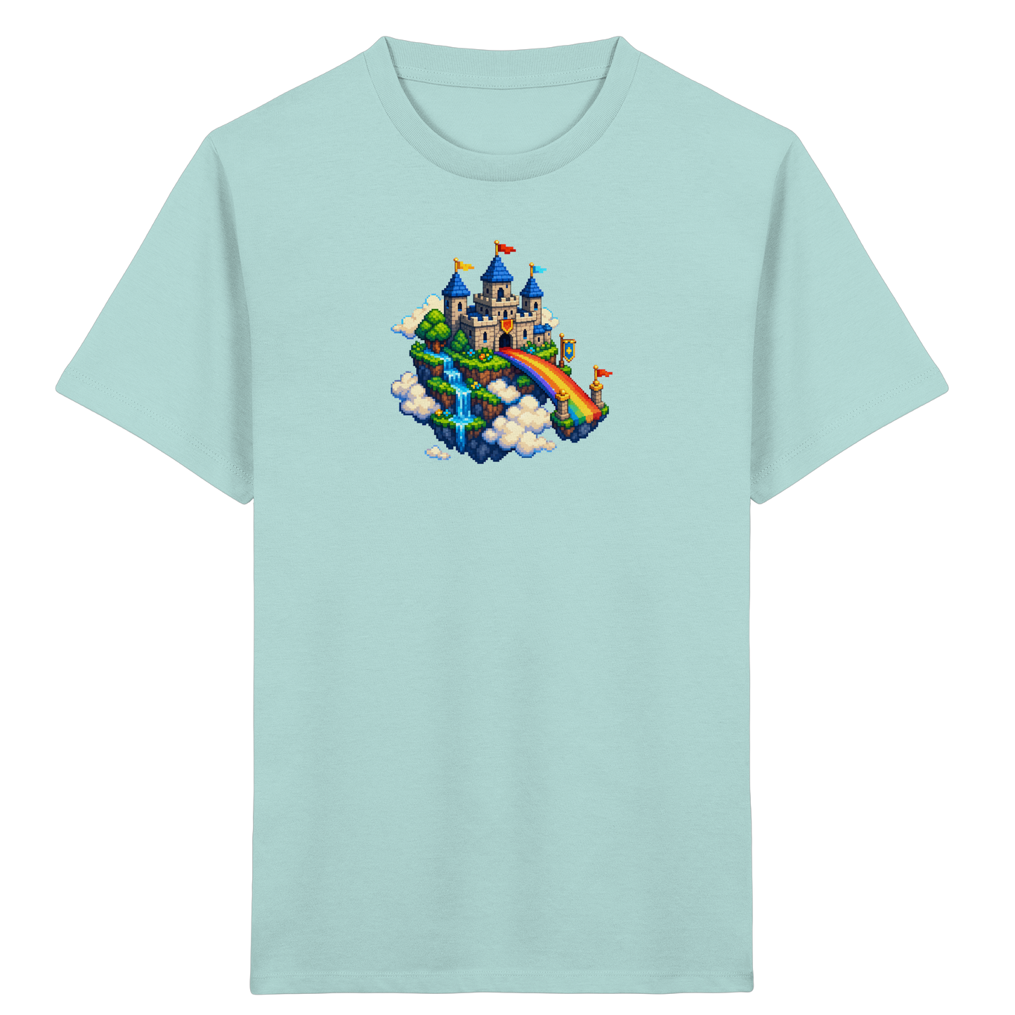 Magische Märchenburg im Pixel Art Design - Kinder Bio T-Shirt