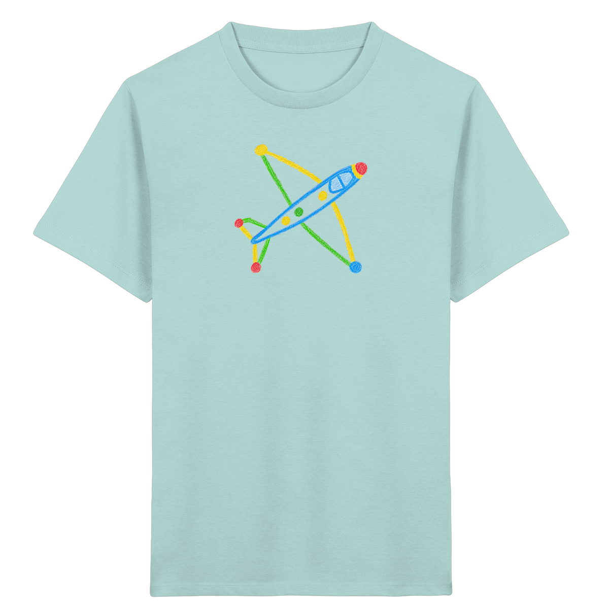 Buntes Flugzeug mit Farbpunkten - Kinder Bio T-Shirt