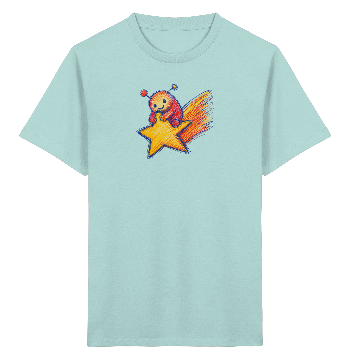 Kleines Monster auf Sternschnuppe - Kinder Bio T-Shirt