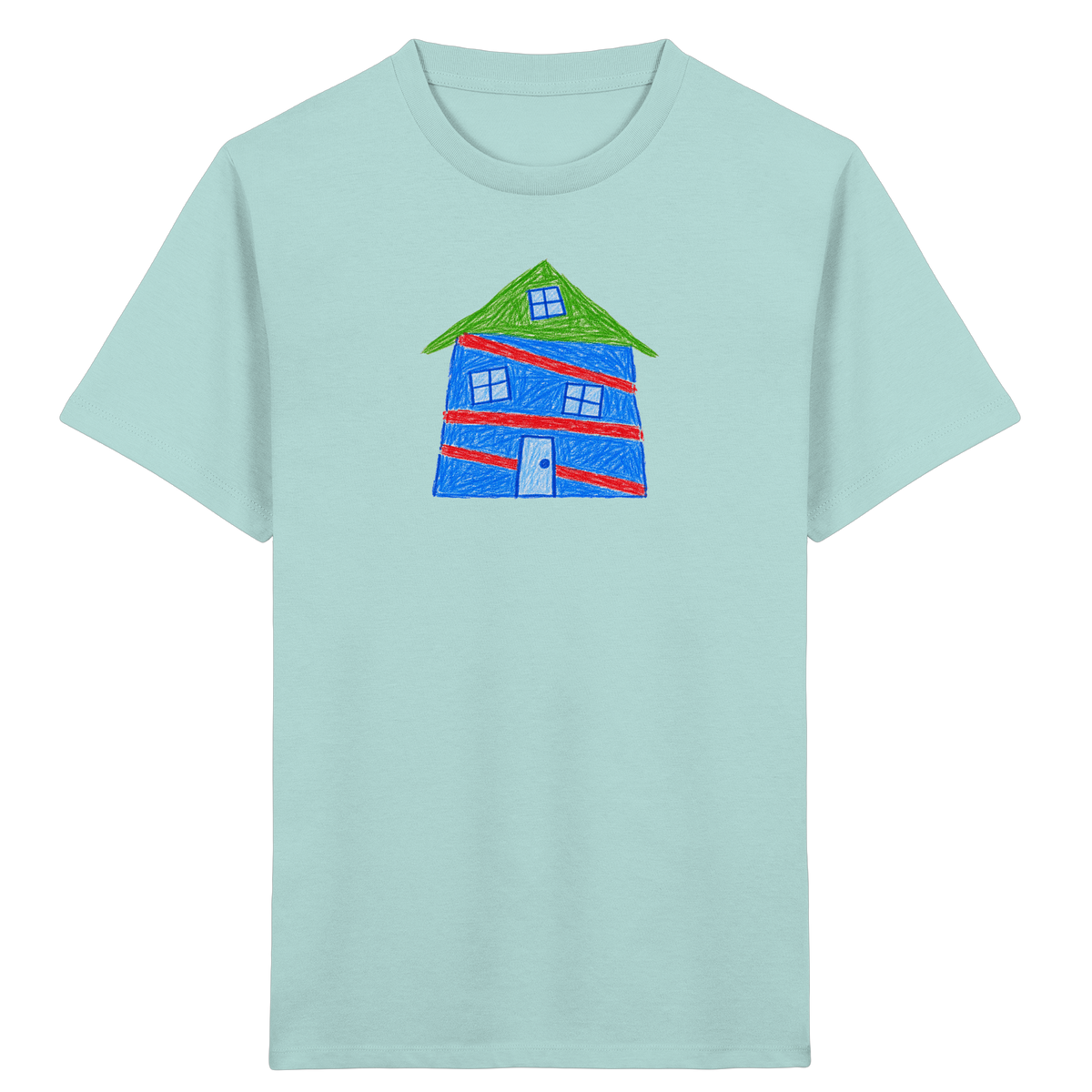 Blaues Balkenhaus Kinder T-Shirt - Kinder Bio T-Shirt