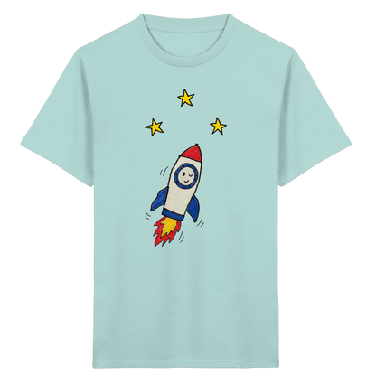 Fröhliches Raketen T-Shirt für Abenteurer - Kinder Bio T-Shirt