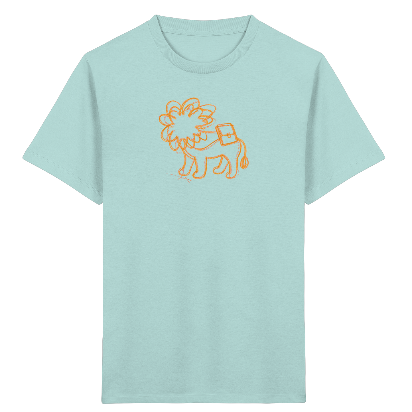 Senfgelber Krakellöwe mit Ranzen - Kinder Bio T-Shirt