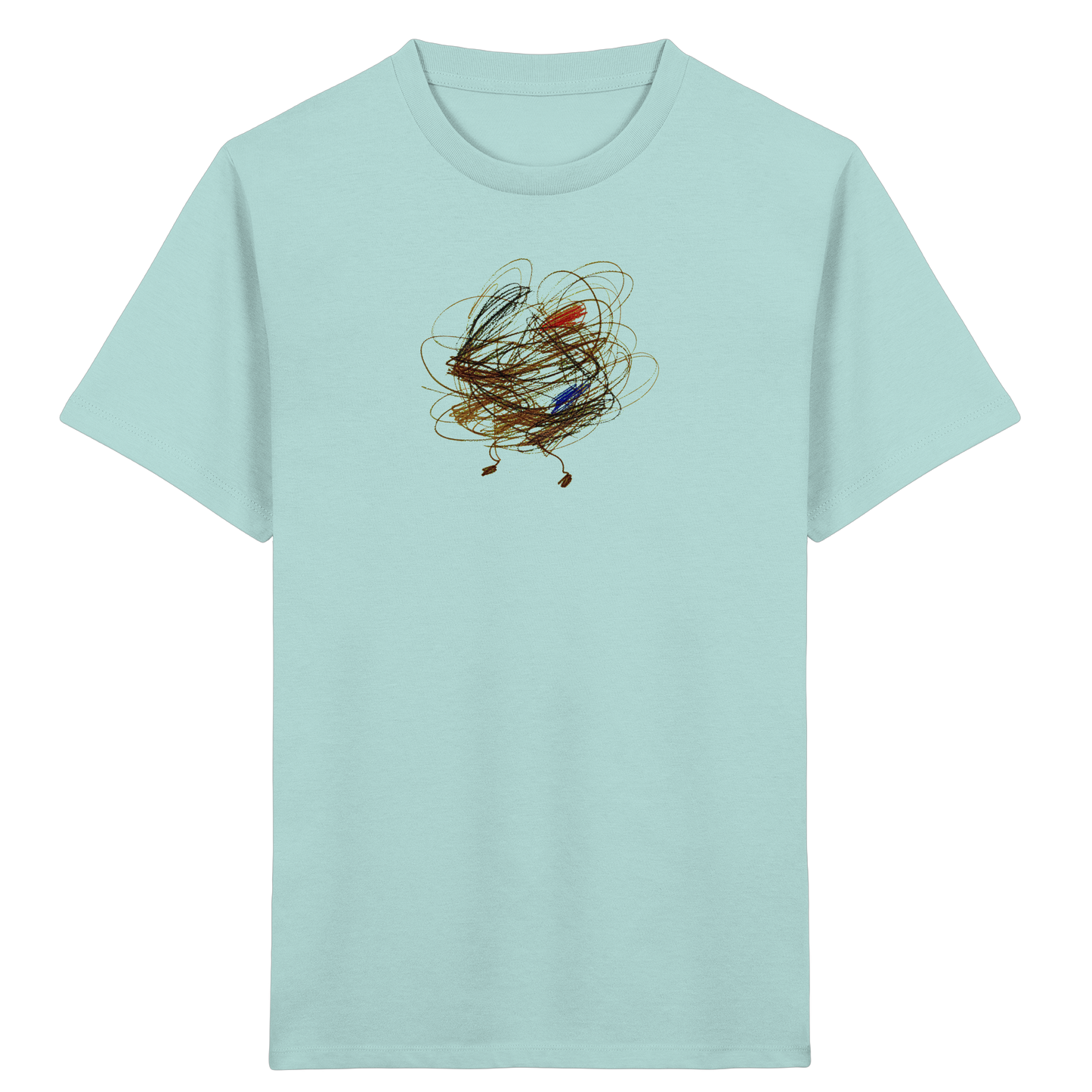 Caribbean-Blue Kinder Bio T-Shirt mit abstraktem Vogel-Motiv
