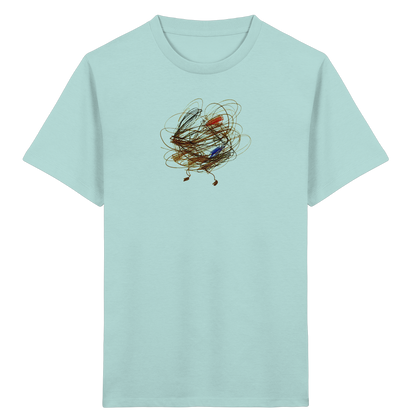 Caribbean-Blue Kinder Bio T-Shirt mit abstraktem Vogel-Motiv
