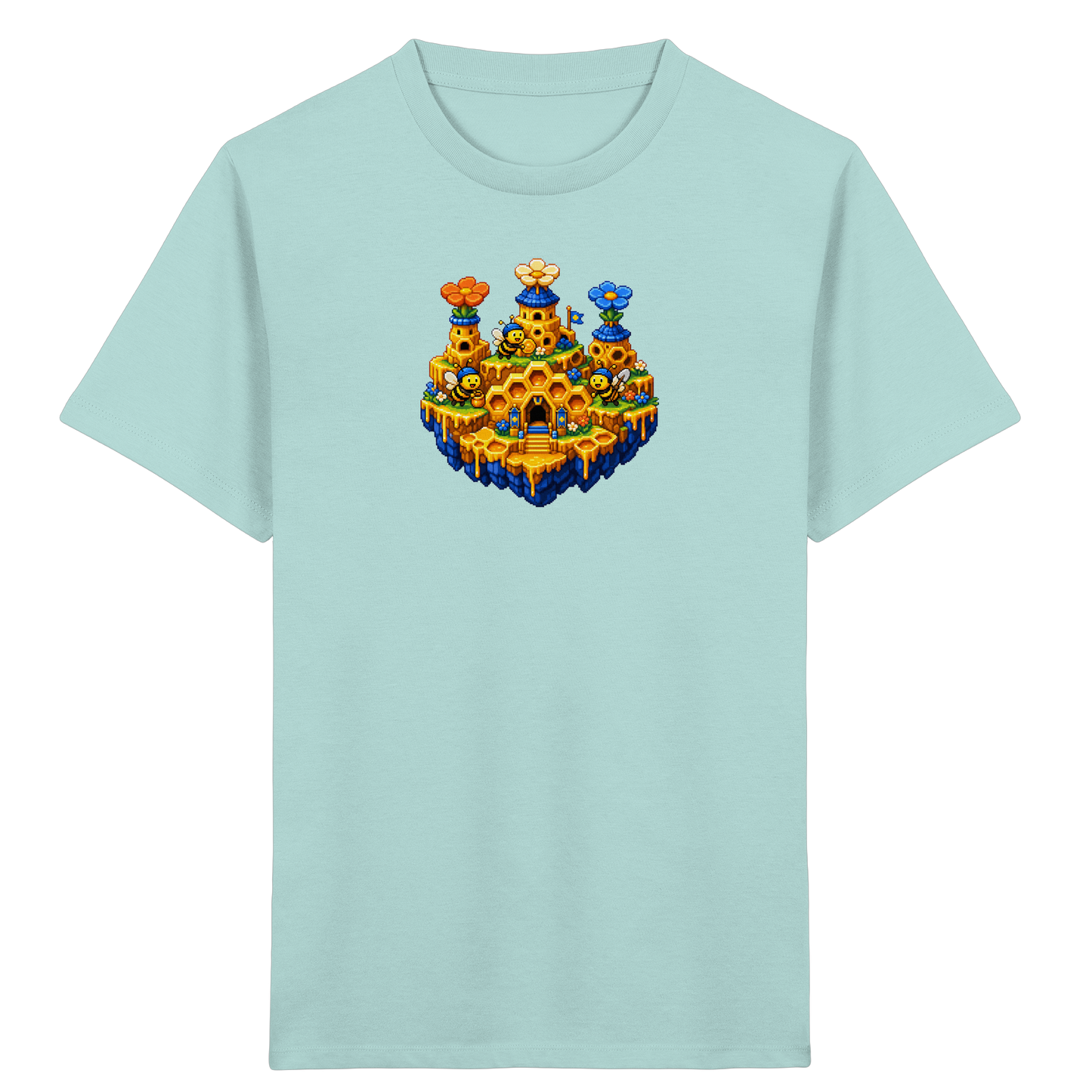Fröhliches Pixel-Art Bienen T-Shirt - Kinder Bio T-Shirt