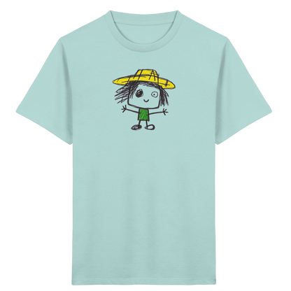 Kritzelkopf mit gelbem Strohhut - Kinder Bio T-Shirt