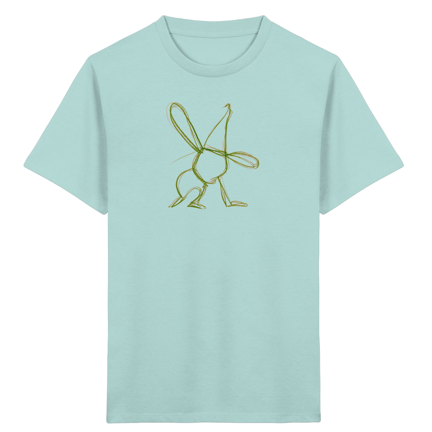 Moosgrüner Wackelhase mit Schultüte - Kinder Bio T-Shirt