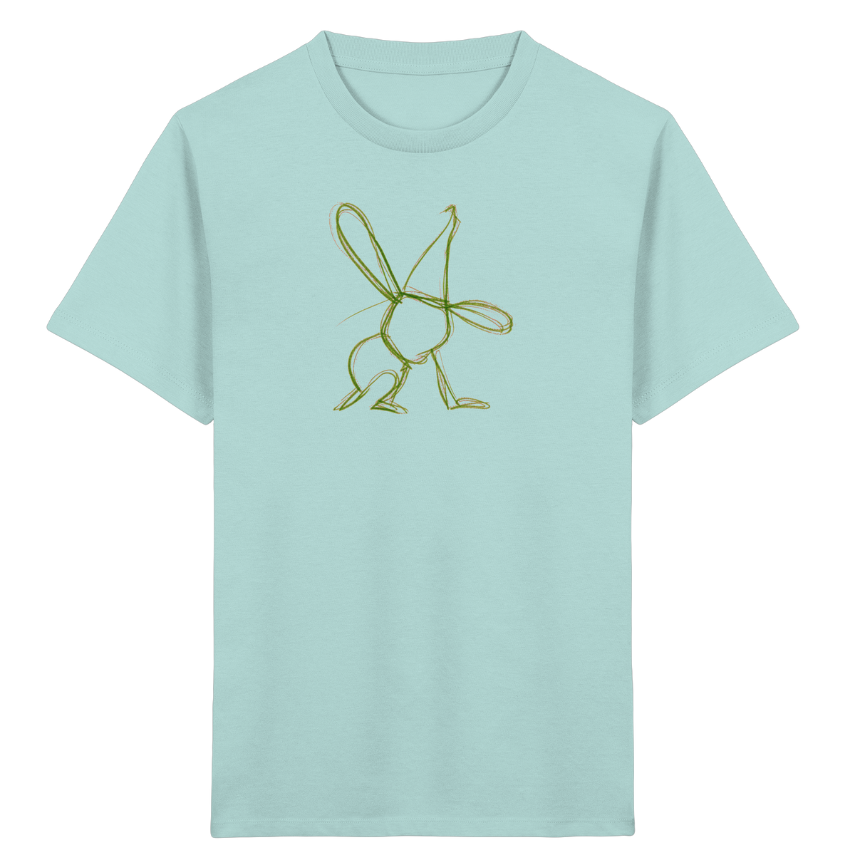Moosgrüner Wackelhase mit Schultüte - Kinder Bio T-Shirt