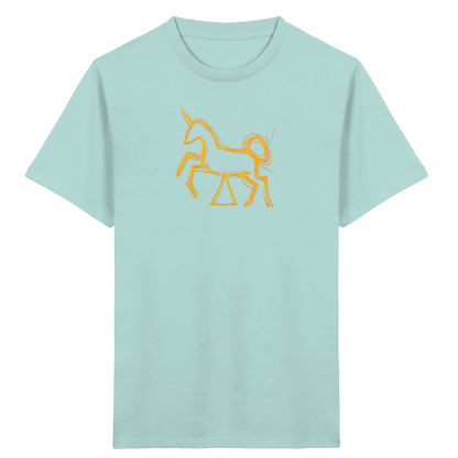 Currygelbes Einhorn zur Einschulung - Kinder Bio T-Shirt