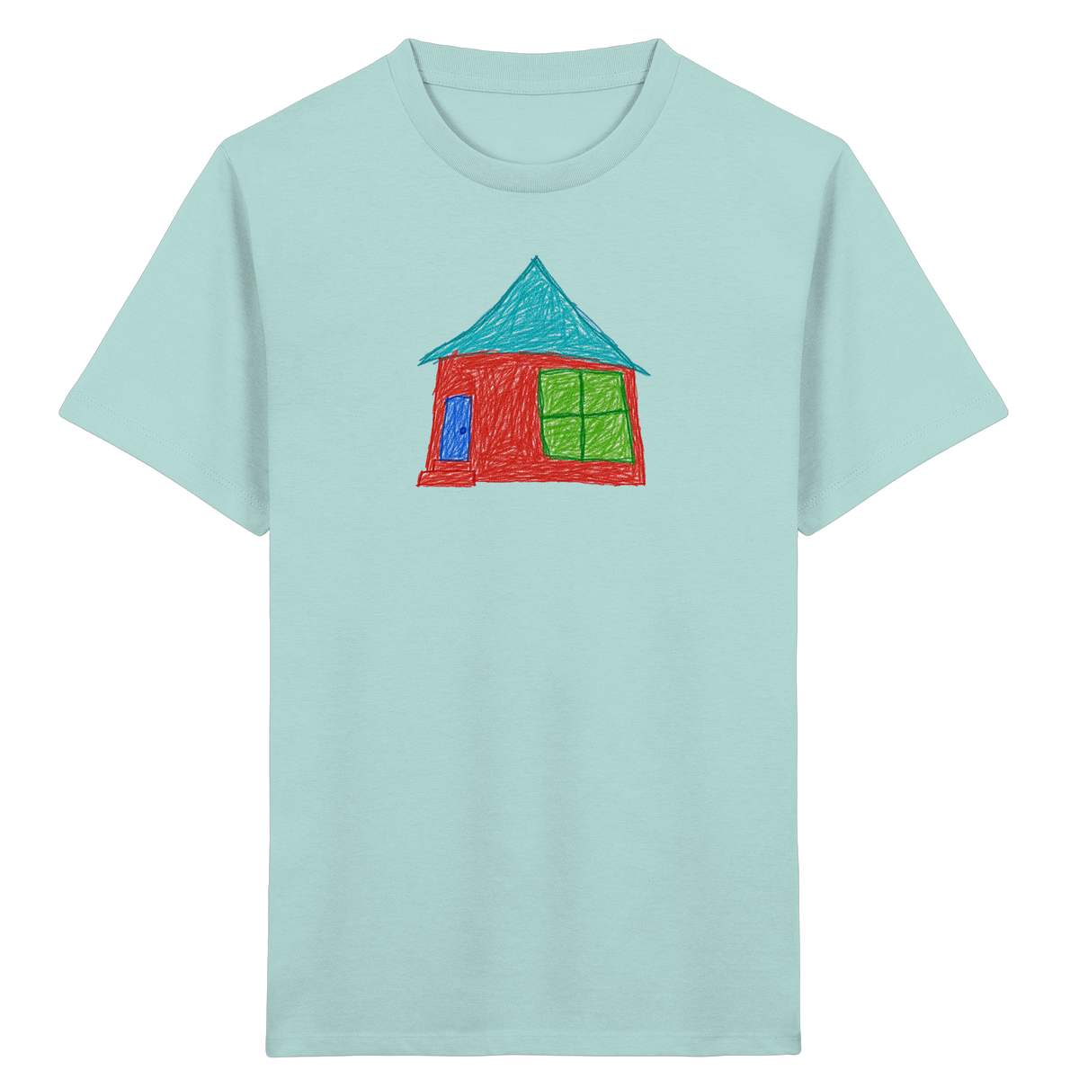 Rotes Haus mit Türkisdach - Kinder Bio T-Shirt