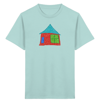 Rotes Haus mit Türkisdach - Kinder Bio T-Shirt