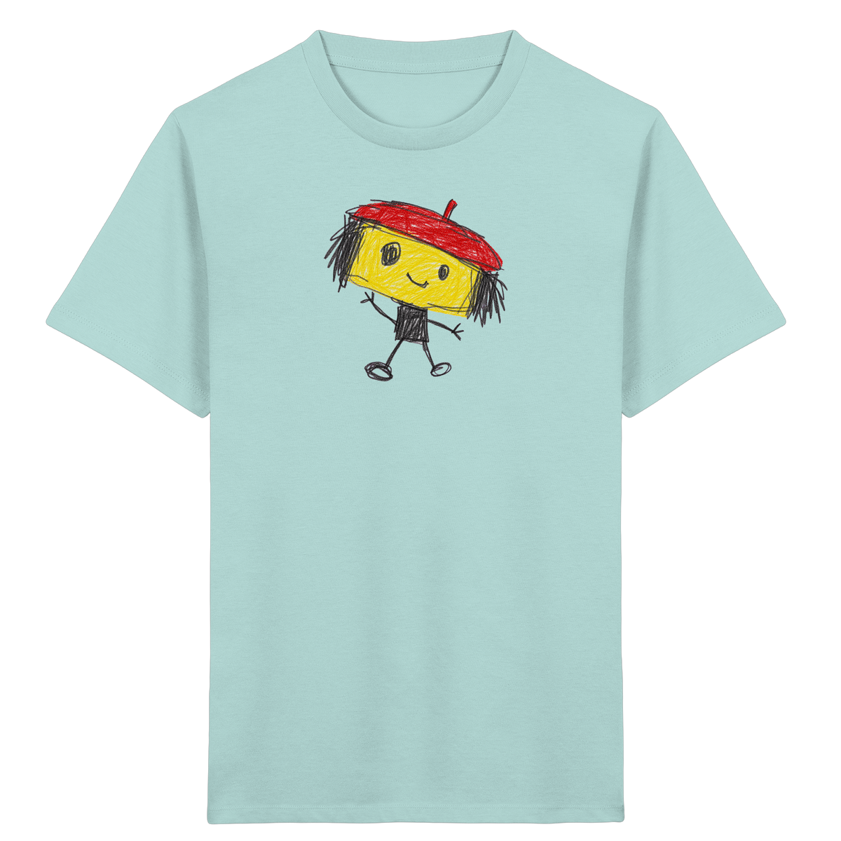 Kritzelkopf mit roter Mütze - Kinder Bio T-Shirt