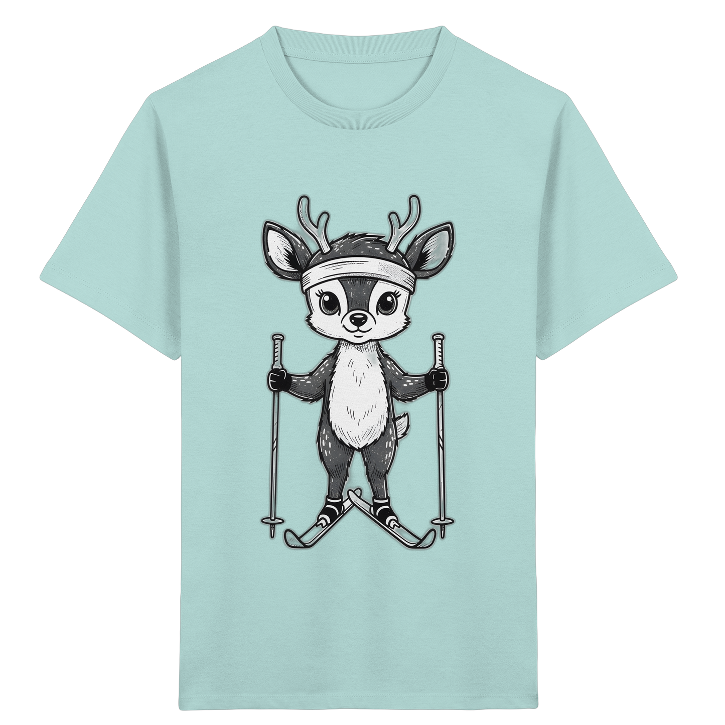 Niedliches Reh auf Skiern T-Shirt - Kinder Bio T-Shirt