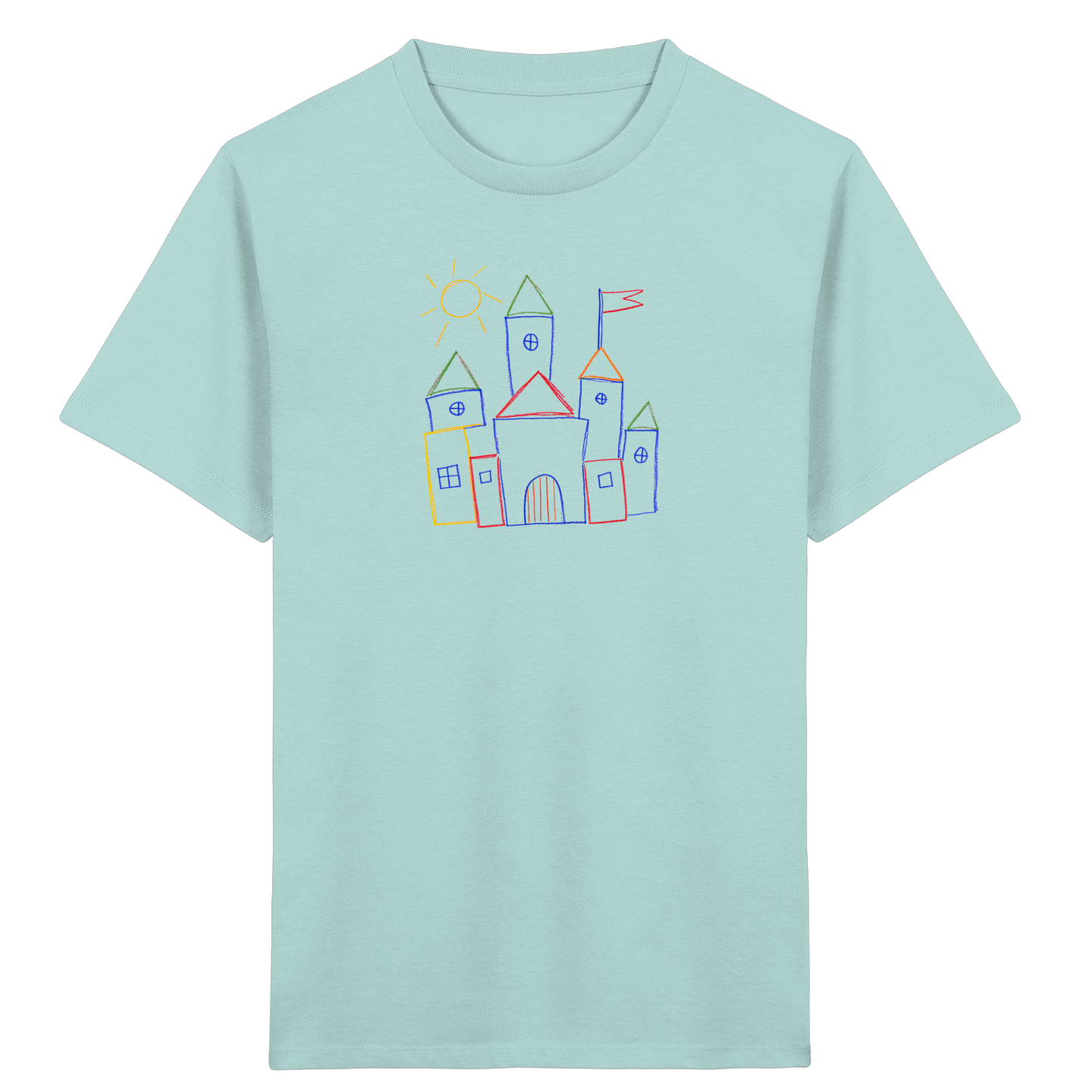 Fröhliches T-Shirt mit Märchenburg Motiv - Kinder Bio T-Shirt