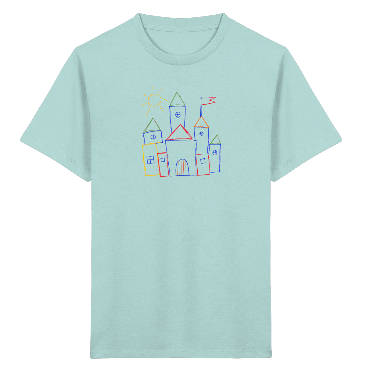 Fröhliches T-Shirt mit Märchenburg Motiv - Kinder Bio T-Shirt