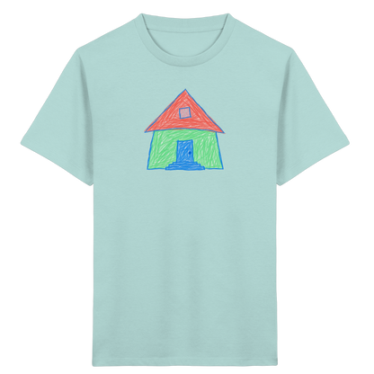 Mintgrünes Haus mit Spitzdach - Kinder Bio T-Shirt