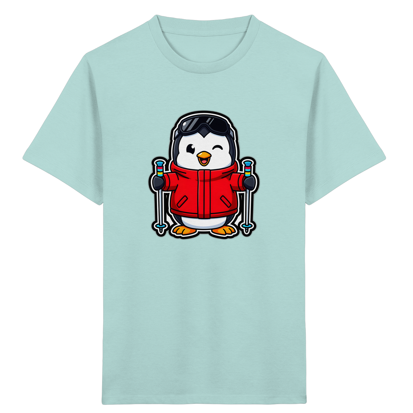 Fröhlicher Pinguin Ski Abenteuer Shirt - Kinder Bio T-Shirt