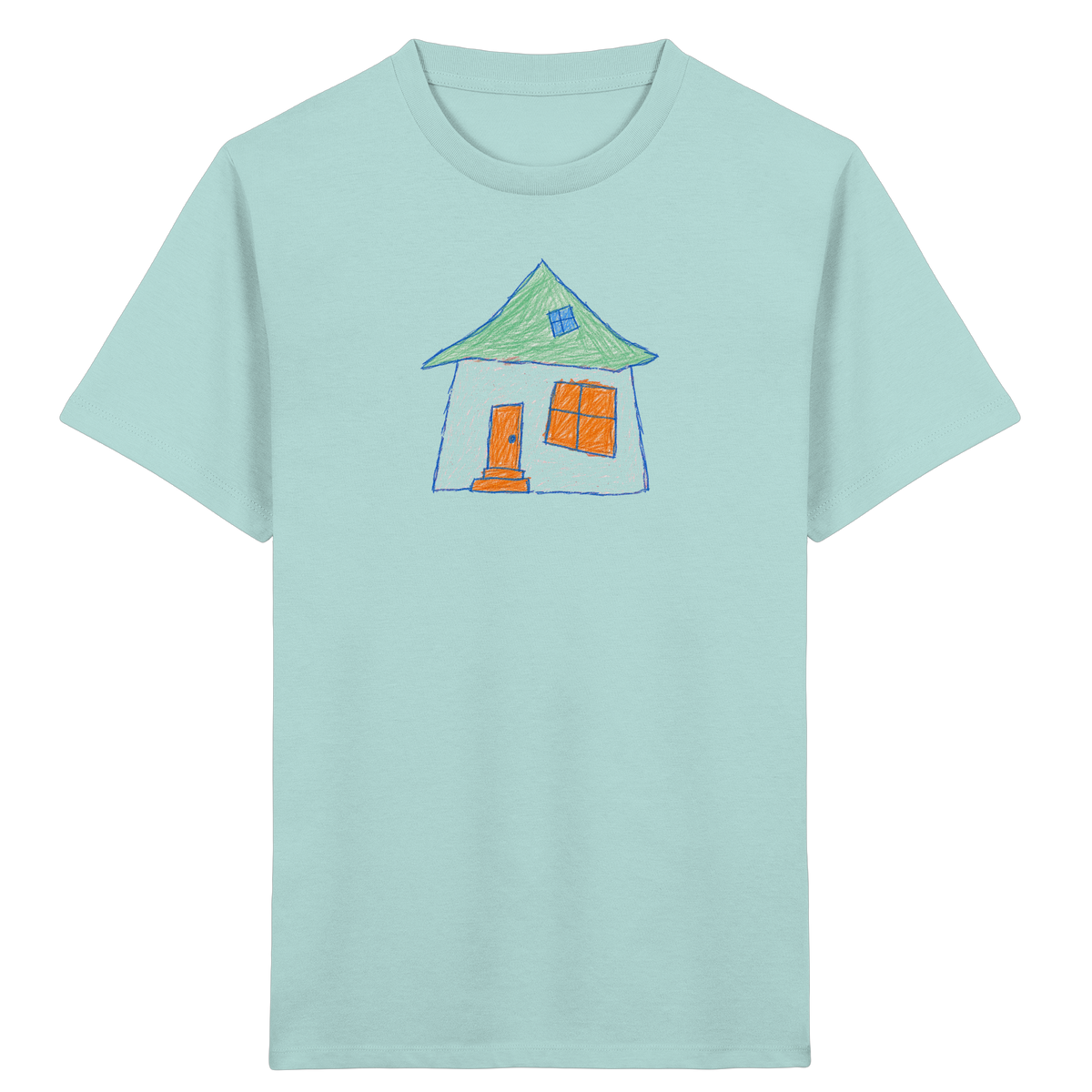 Rosa Haus mit Dachfenster - Kinder Bio T-Shirt