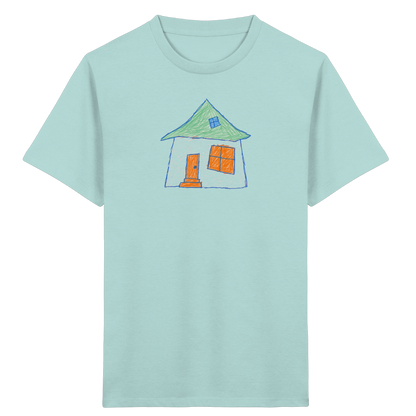 Rosa Haus mit Dachfenster - Kinder Bio T-Shirt