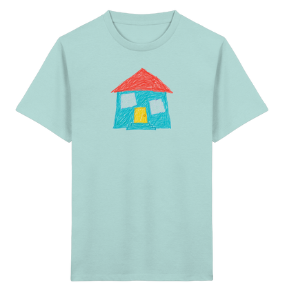 Türkises Haus mit Zwillingsfenstern - Kinder Bio T-Shirt