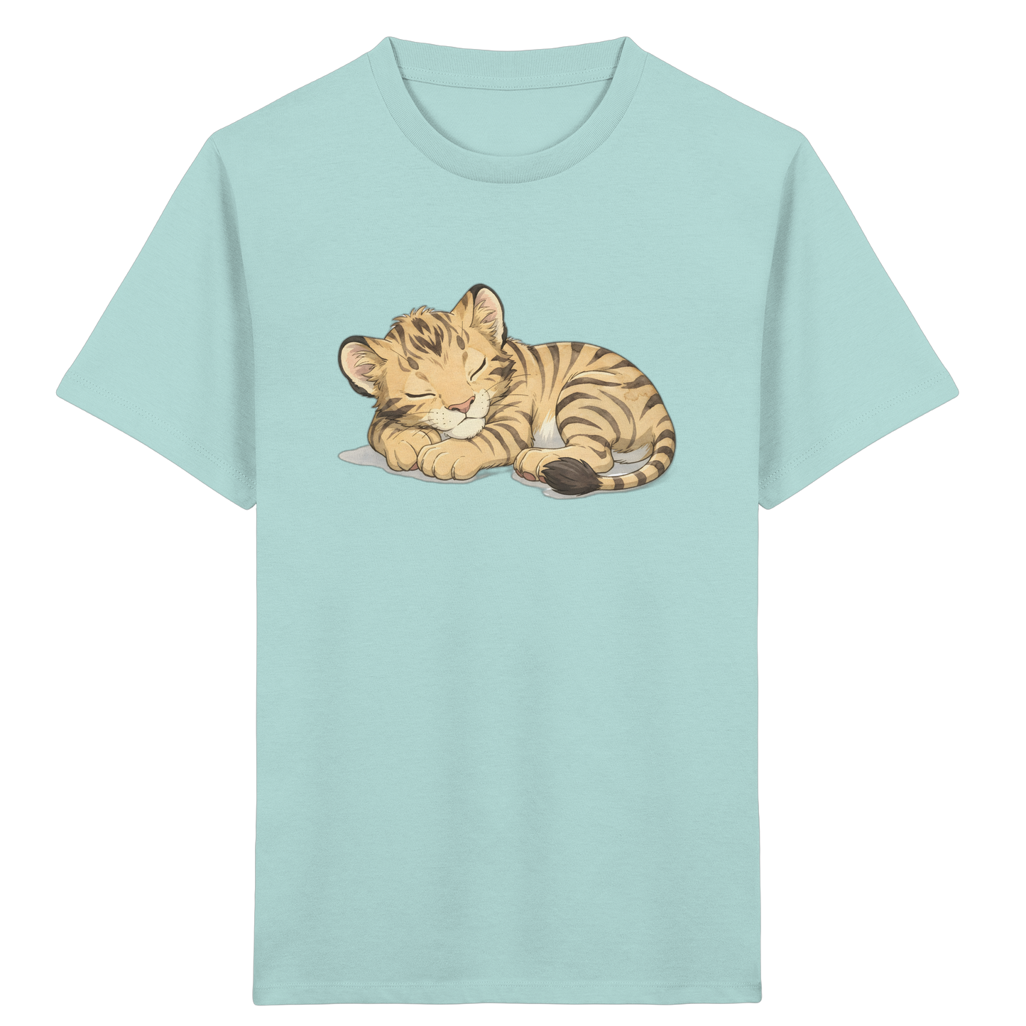Schlafendes Tigerjunges: Kuscheliges Aquarell T-Shirt - Kinder Bio T-Shirt