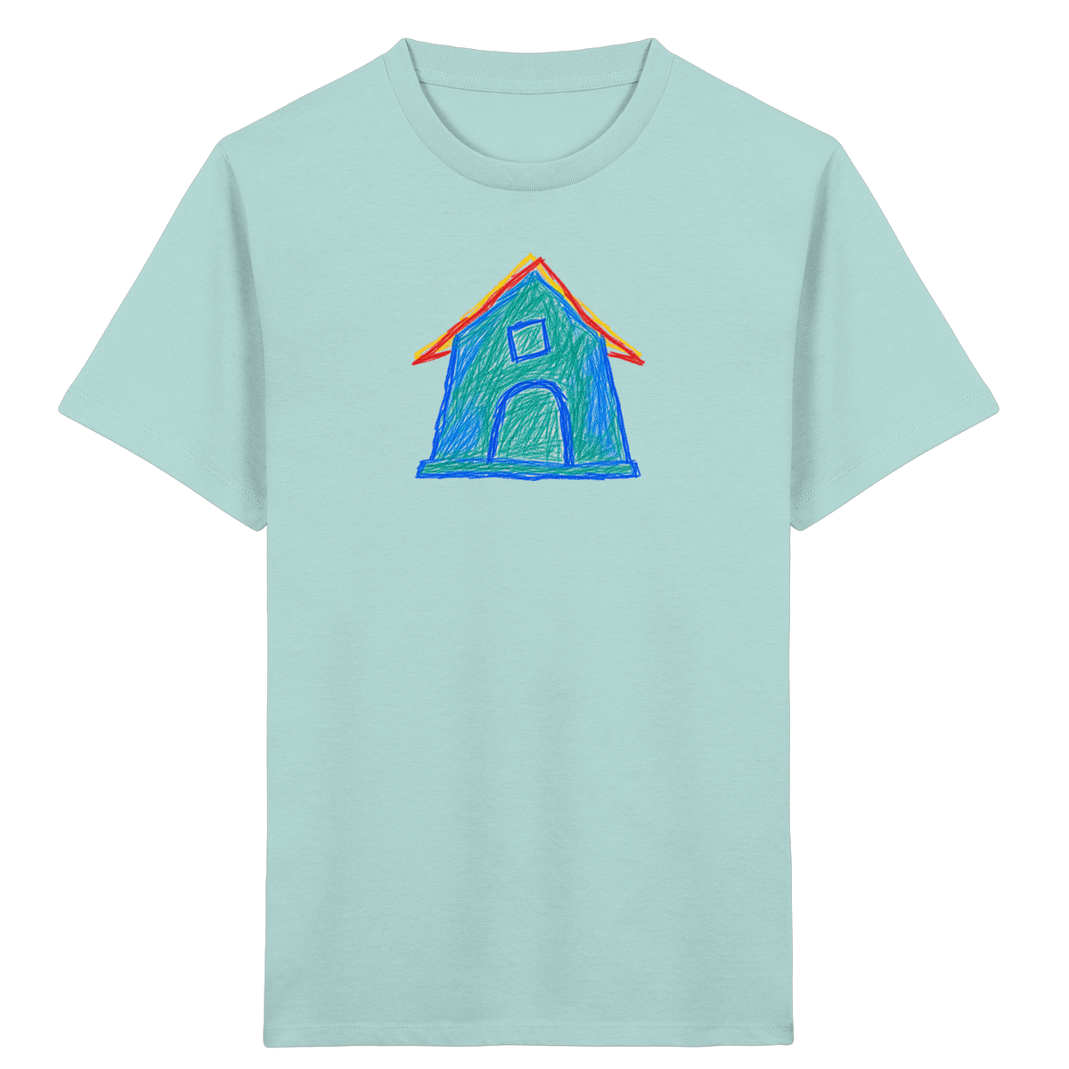 Zweifarbiger Dachbogen Haus - Kinder Bio T-Shirt