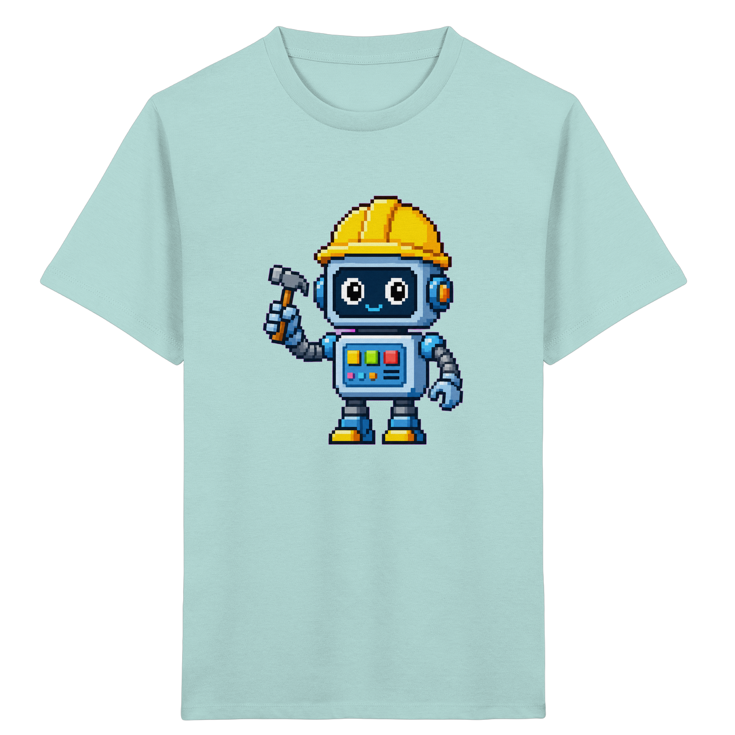 Pixel-Roboter mit Hammer: Retro Kinder-T-Shirt - Kinder T-Shirt