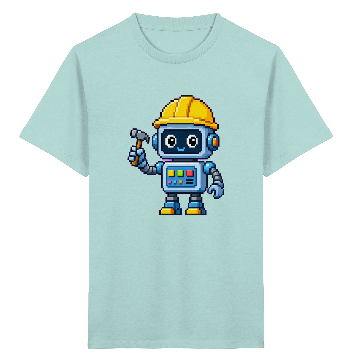 Pixel-Roboter mit Hammer: Retro Kinder-T-Shirt - Kinder T-Shirt