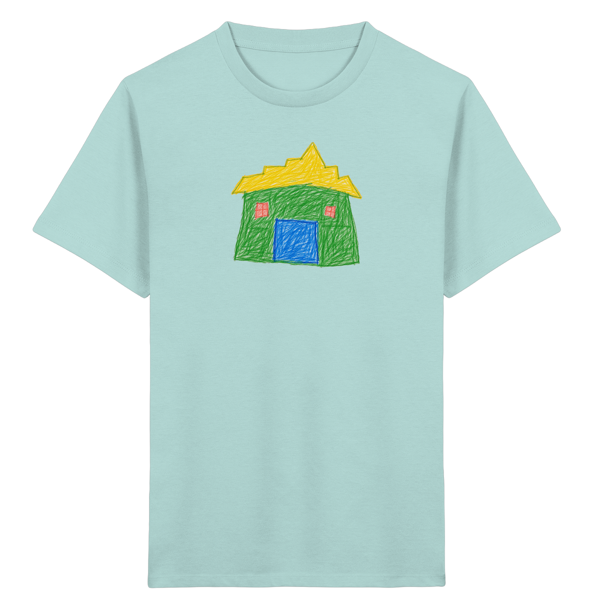 Grünes Haus mit Stufendach - Kinder Bio T-Shirt