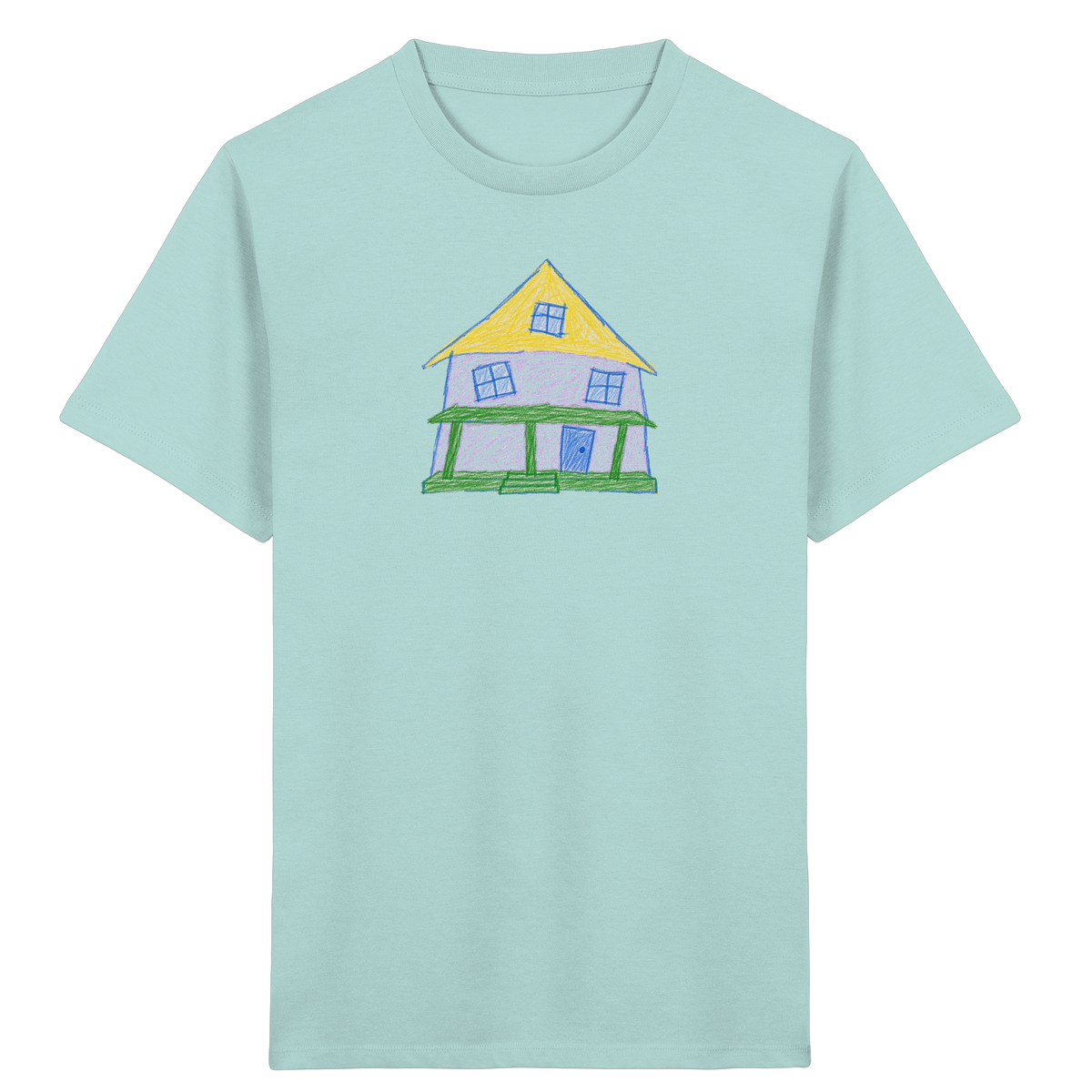 Lila Haus mit Veranda - Kinder Bio T-Shirt