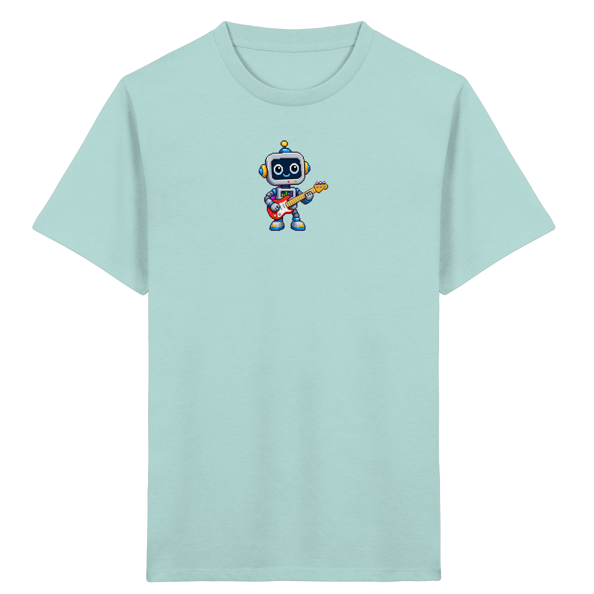 Pixel Roboter rockt E-Gitarre - Kinder T-Shirt