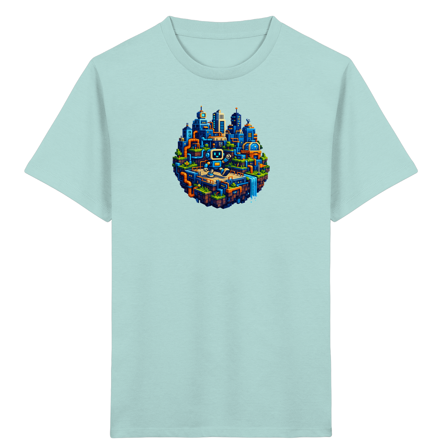 Pixel Roboter Insel Abenteuer T-Shirt - Kinder Bio T-Shirt