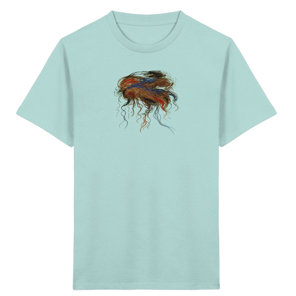 Caribbean-Blue Kinder Bio T-Shirt mit abstraktem Quallen-Motiv