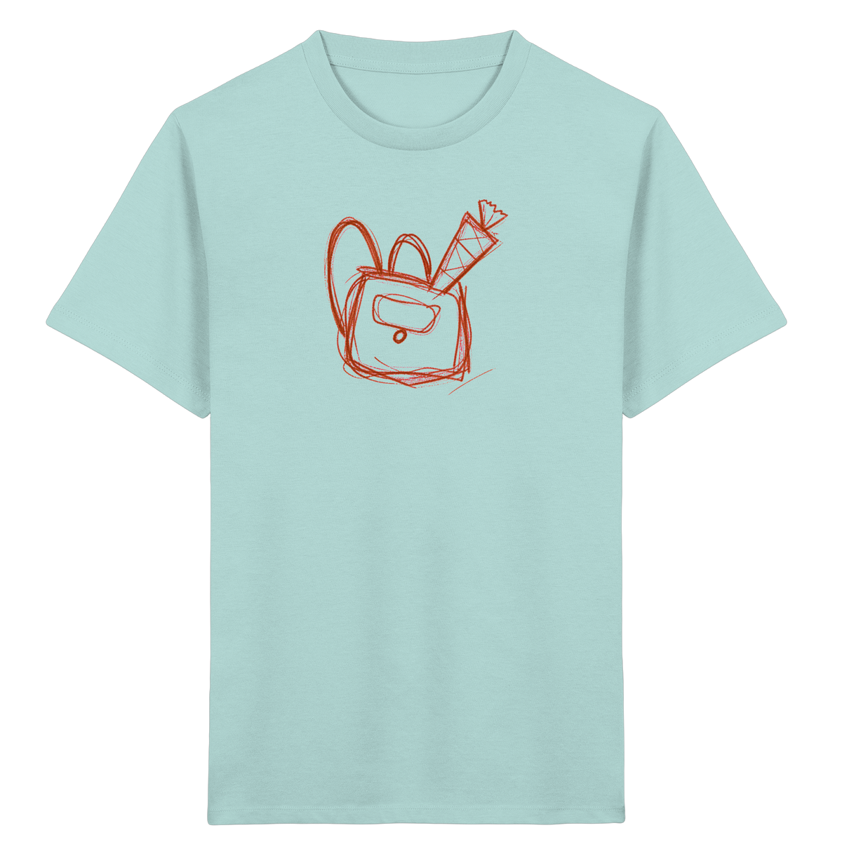 Zimtbrauner Ranzen mit Schultüte - Kinder Bio T-Shirt