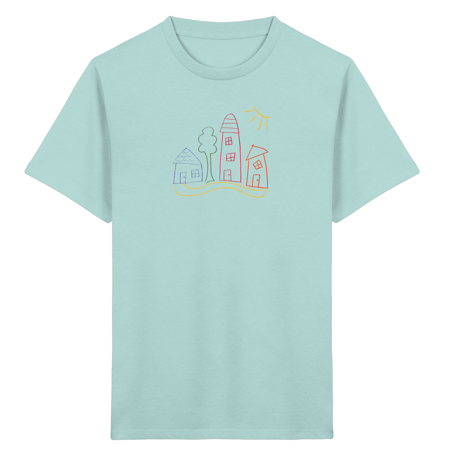 Buntes Dorf T-Shirt für Kinder - Kinder Bio T-Shirt