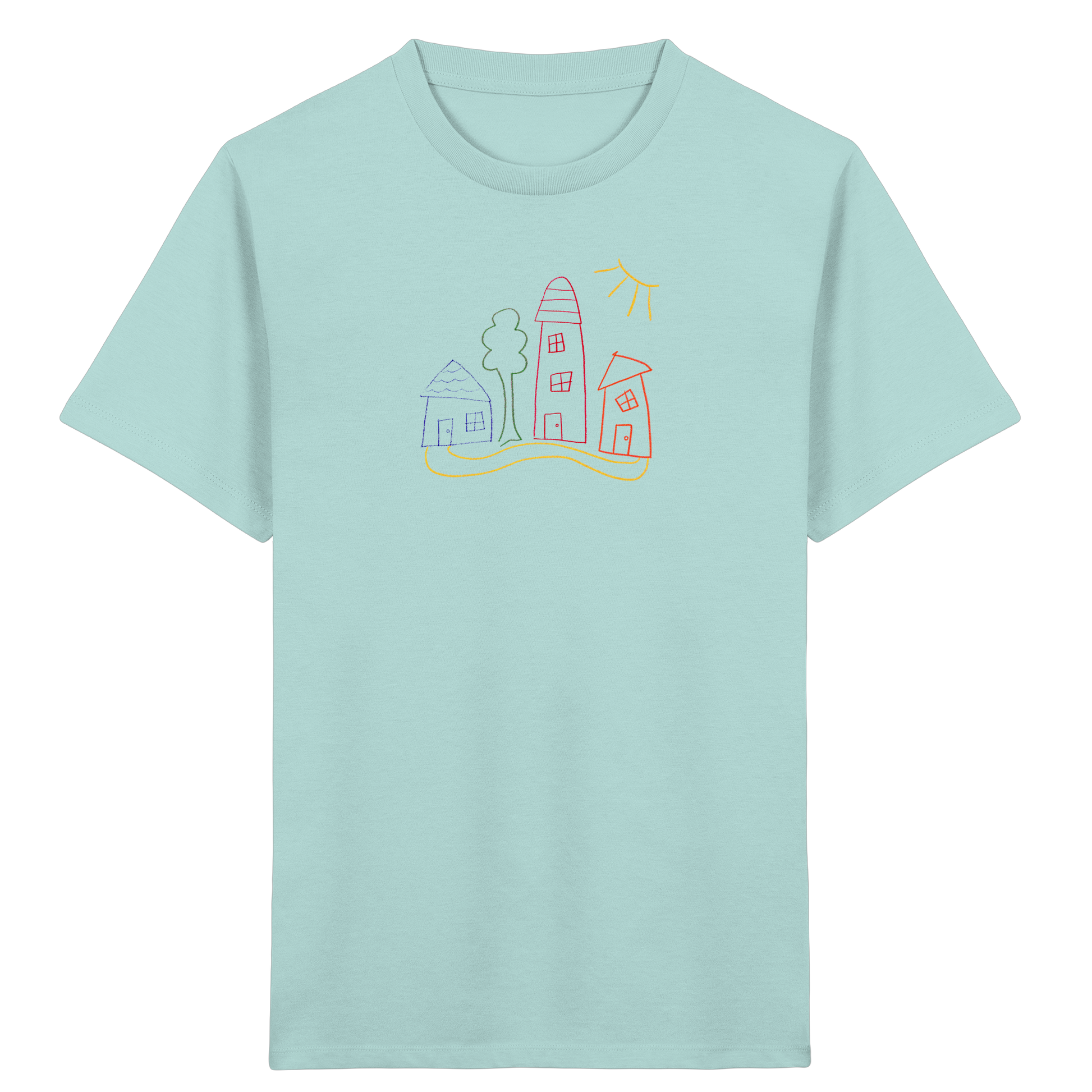 Buntes Dorf T-Shirt für Kinder - Kinder Bio T-Shirt
