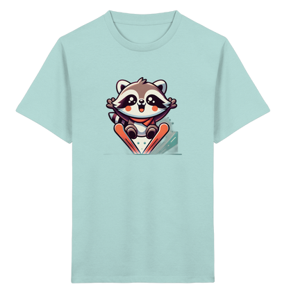 Waschbär auf Skiern – Kinder Bio-T-Shirt