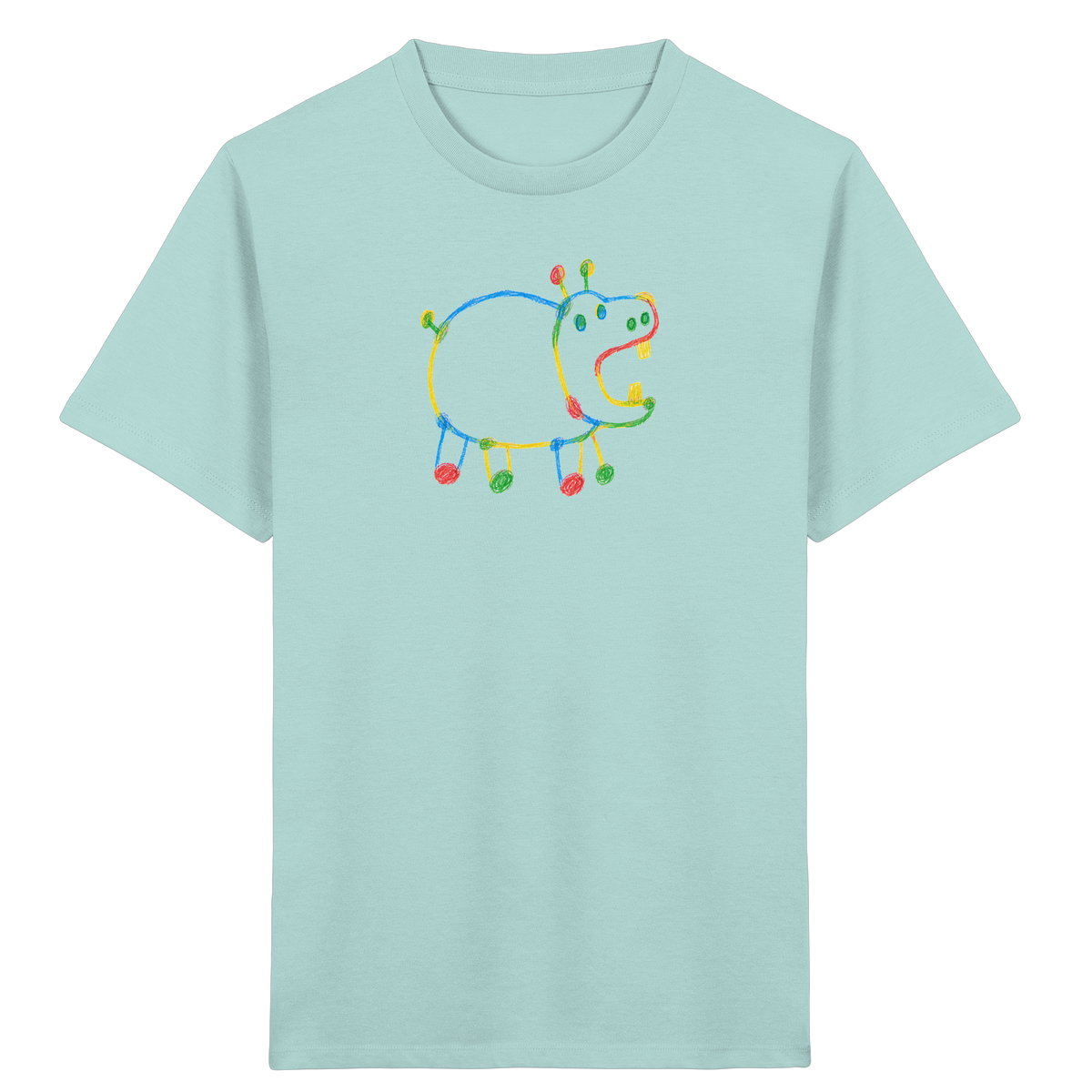 Buntes Farbpunkt Nilpferd Shirt - Kinder Bio T-Shirt