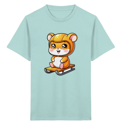 Kinder-T-Shirt mit Hamster auf einem Schlitten