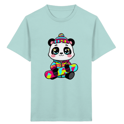 Kinder-T-Shirt mit Panda auf einem Snowboard