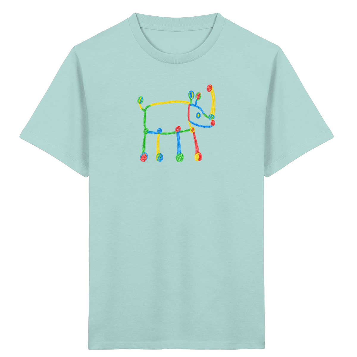 Buntes Farbpunkt Nashorn Shirt - Kinder Bio T-Shirt