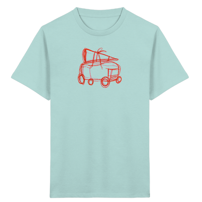 Rostroter Schulbus mit Schultüte - Kinder Bio T-Shirt