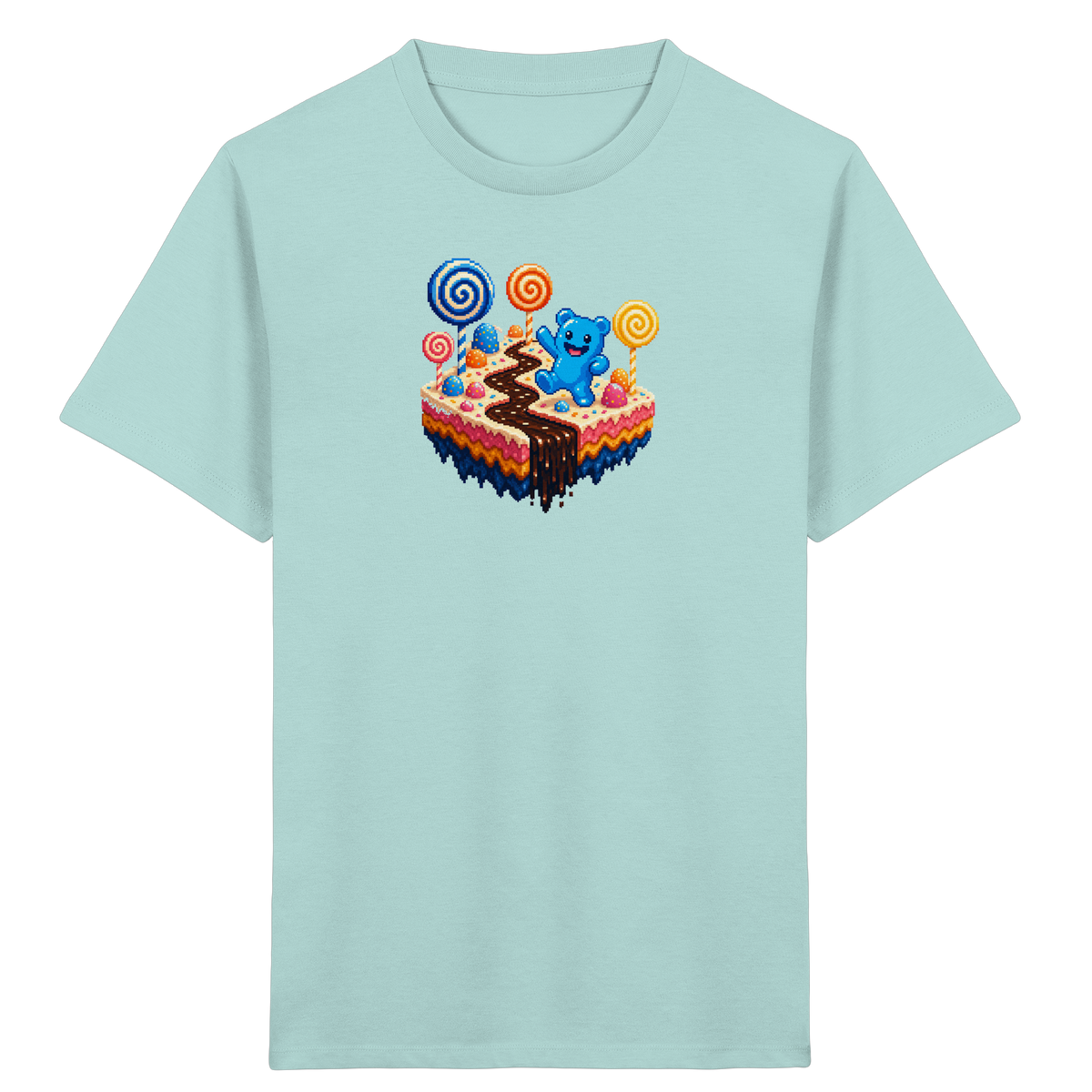 Pixel Gummibärchen auf süßer Insel - Kinder Bio T-Shirt