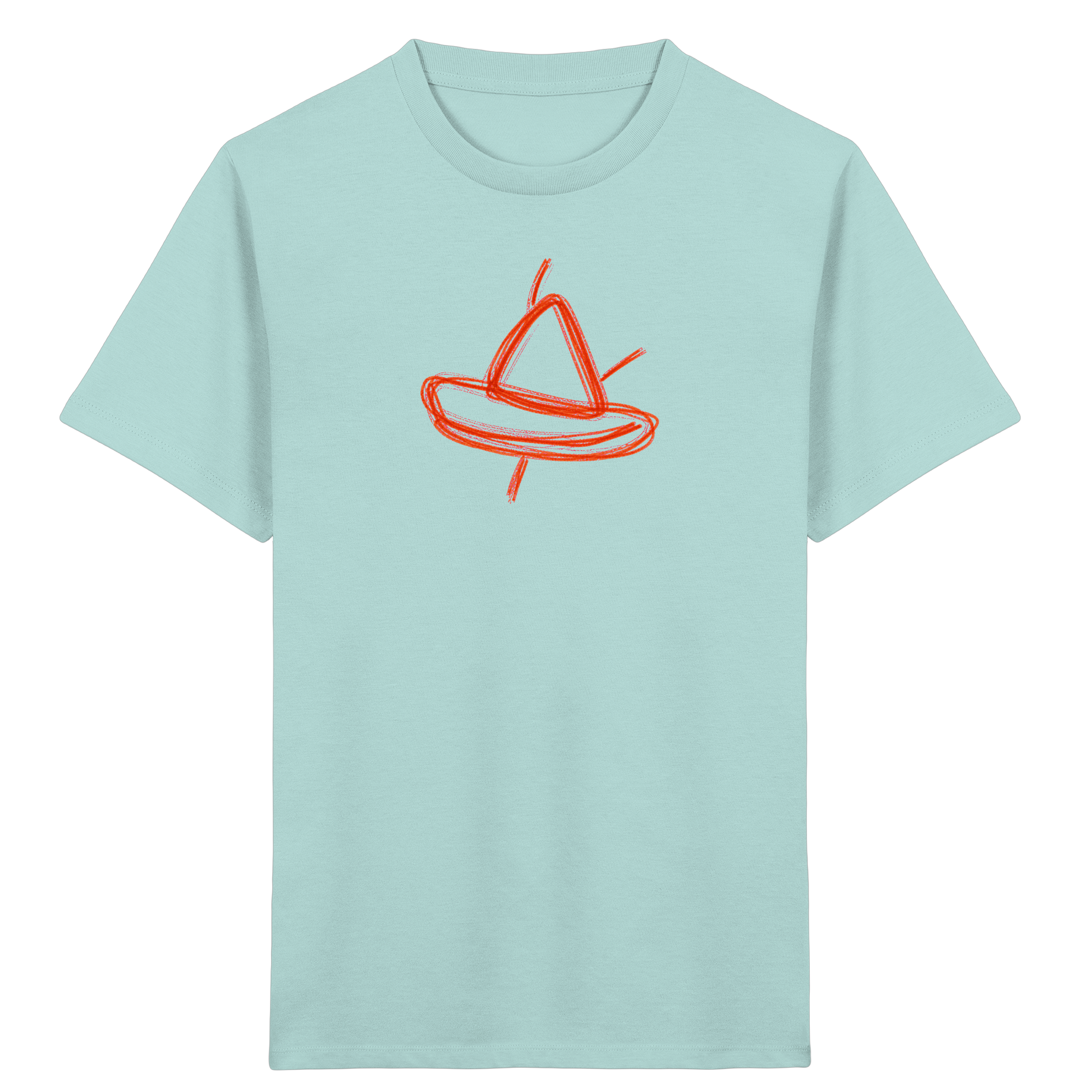 Orange Schleifenboot Kinderkritzel - Kinder Bio T-Shirt